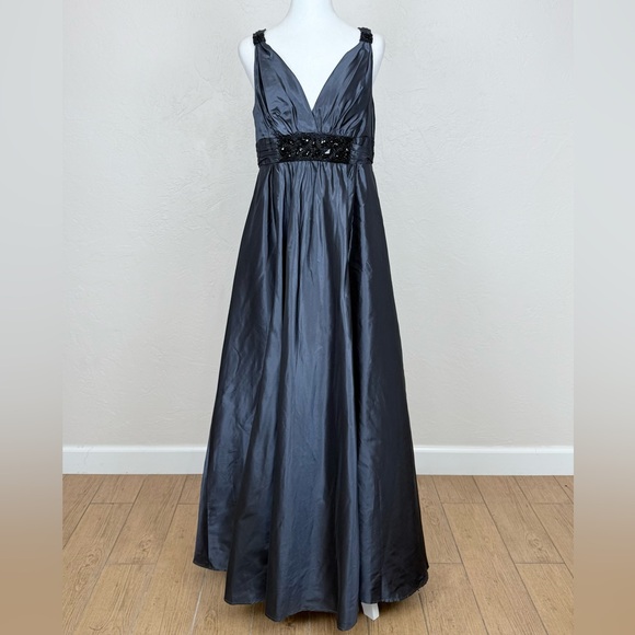 Teri Jon Dresses & Skirts - Rickie Freeman Teri John Silk Bead Embellished Silvery Blue Sleeveless Gown 12